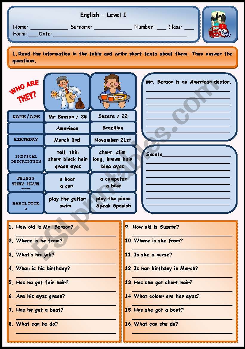 WHO ARE THEY?  (PART 2) worksheet