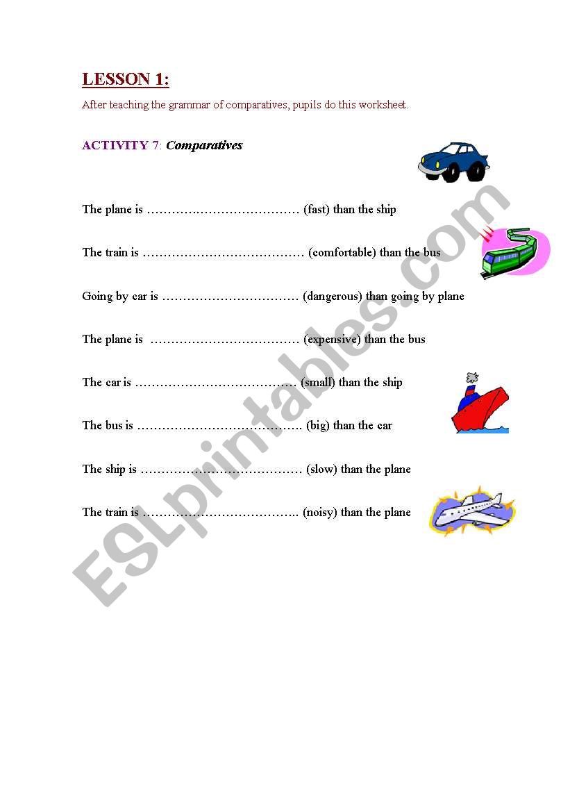comparatives worksheet