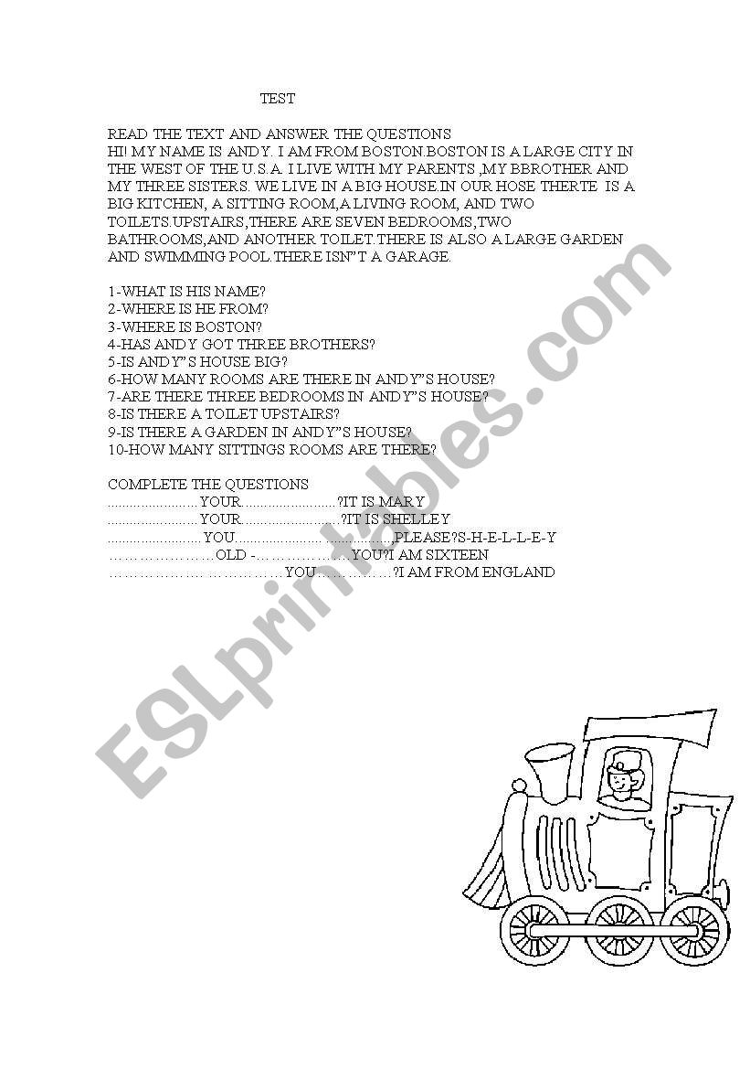 TEST worksheet