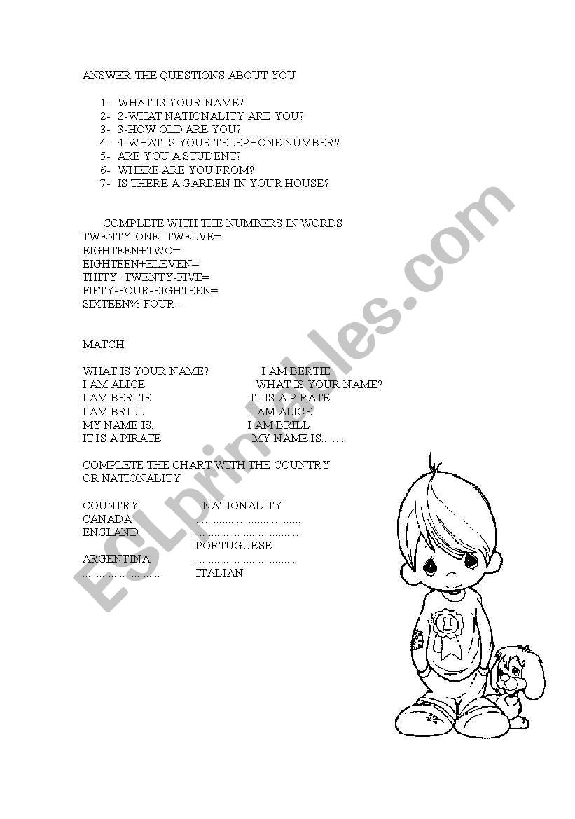 TEST worksheet