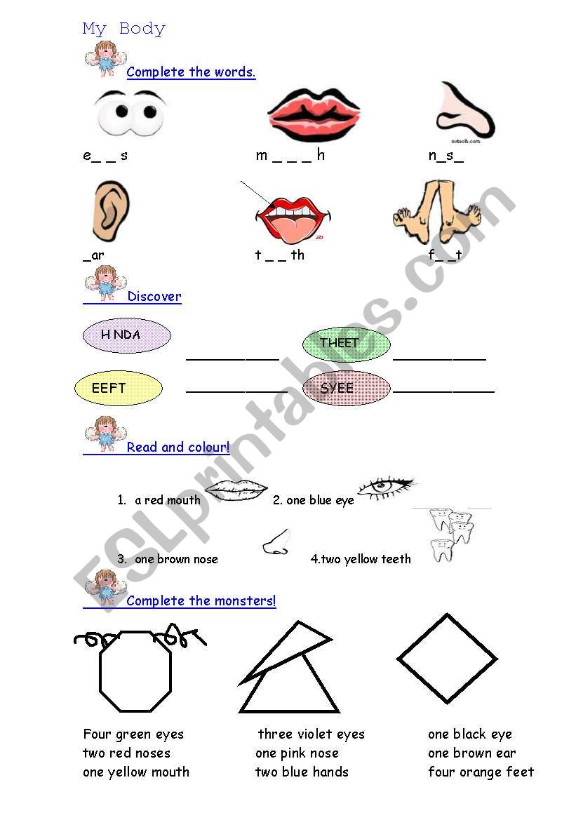 MY BODY worksheet