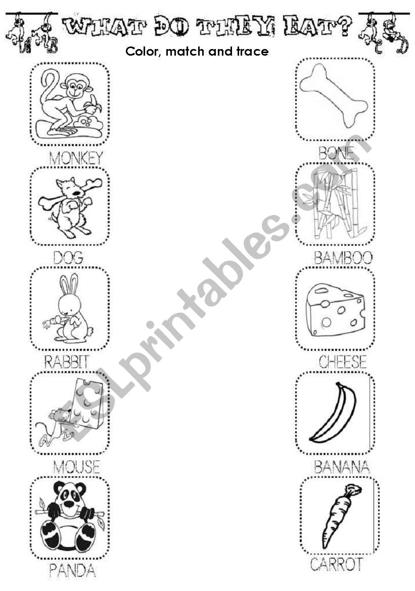 what do they eat? animals and food - ESL worksheet by Inrode what do they eat? animals and food - ESL worksheet by Inrode