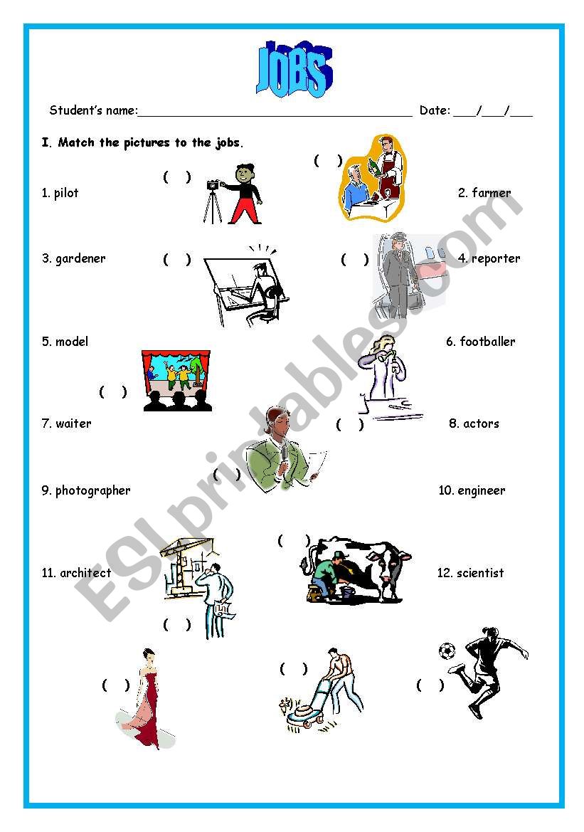 Jobs Matching worksheet