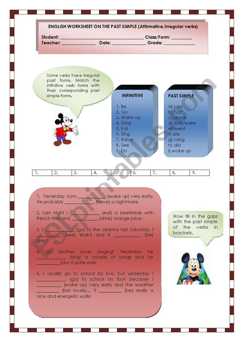 THE PAST SIMPLE (Irregular verbs)