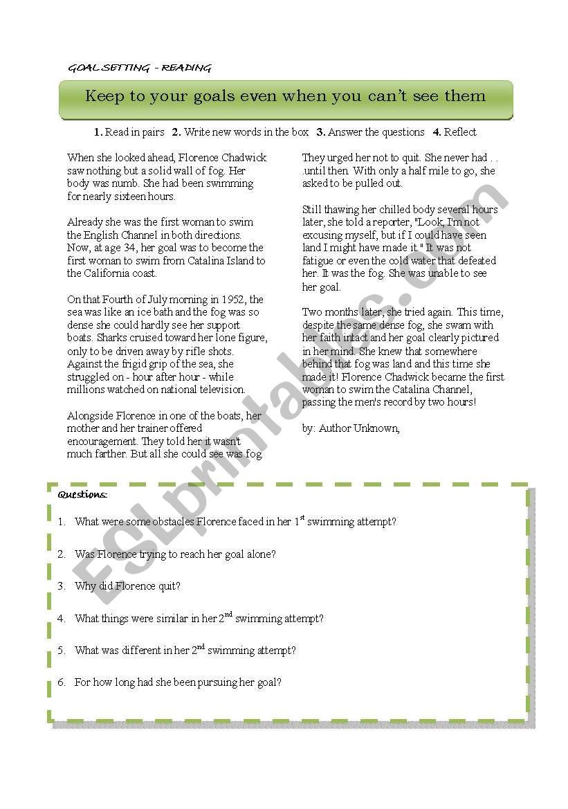 Goal Setting worksheet