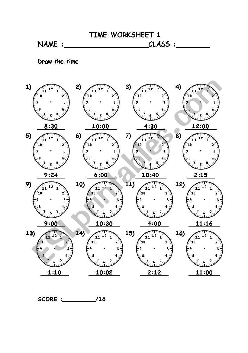 Time worksheet 1 worksheet