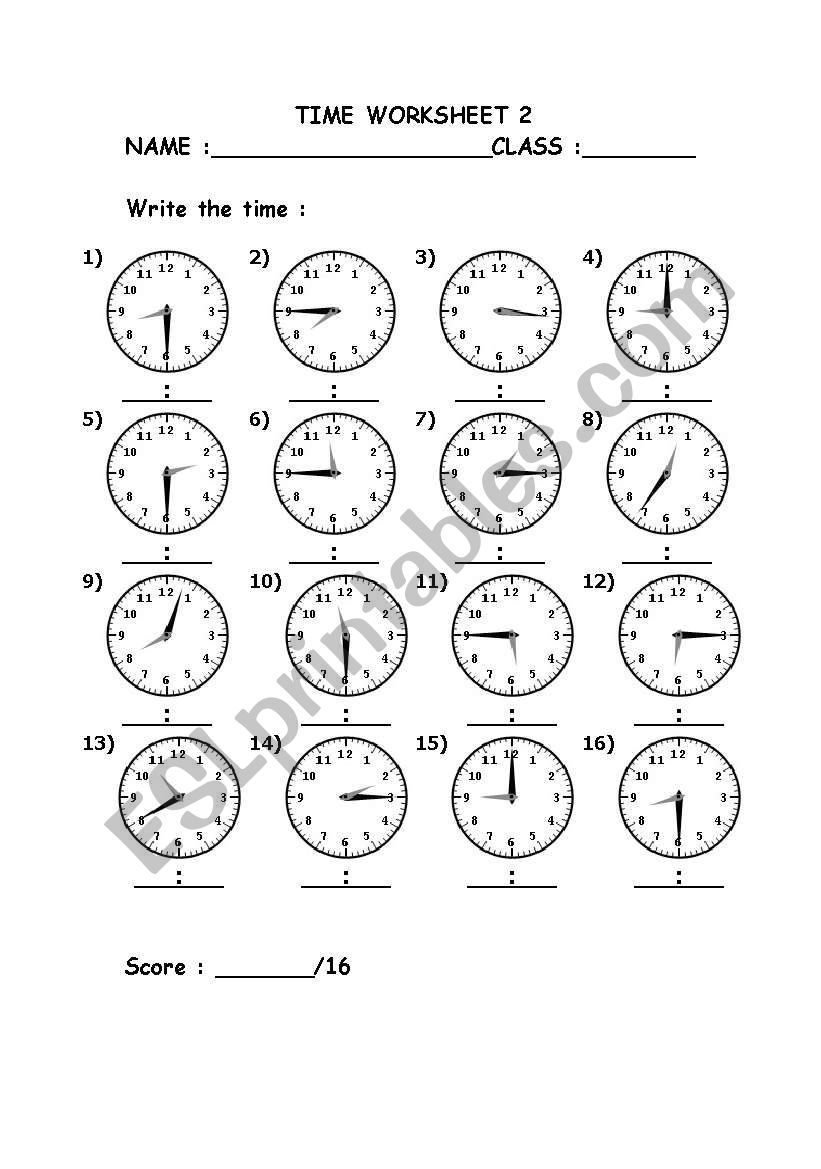 Time worksheet 2 worksheet