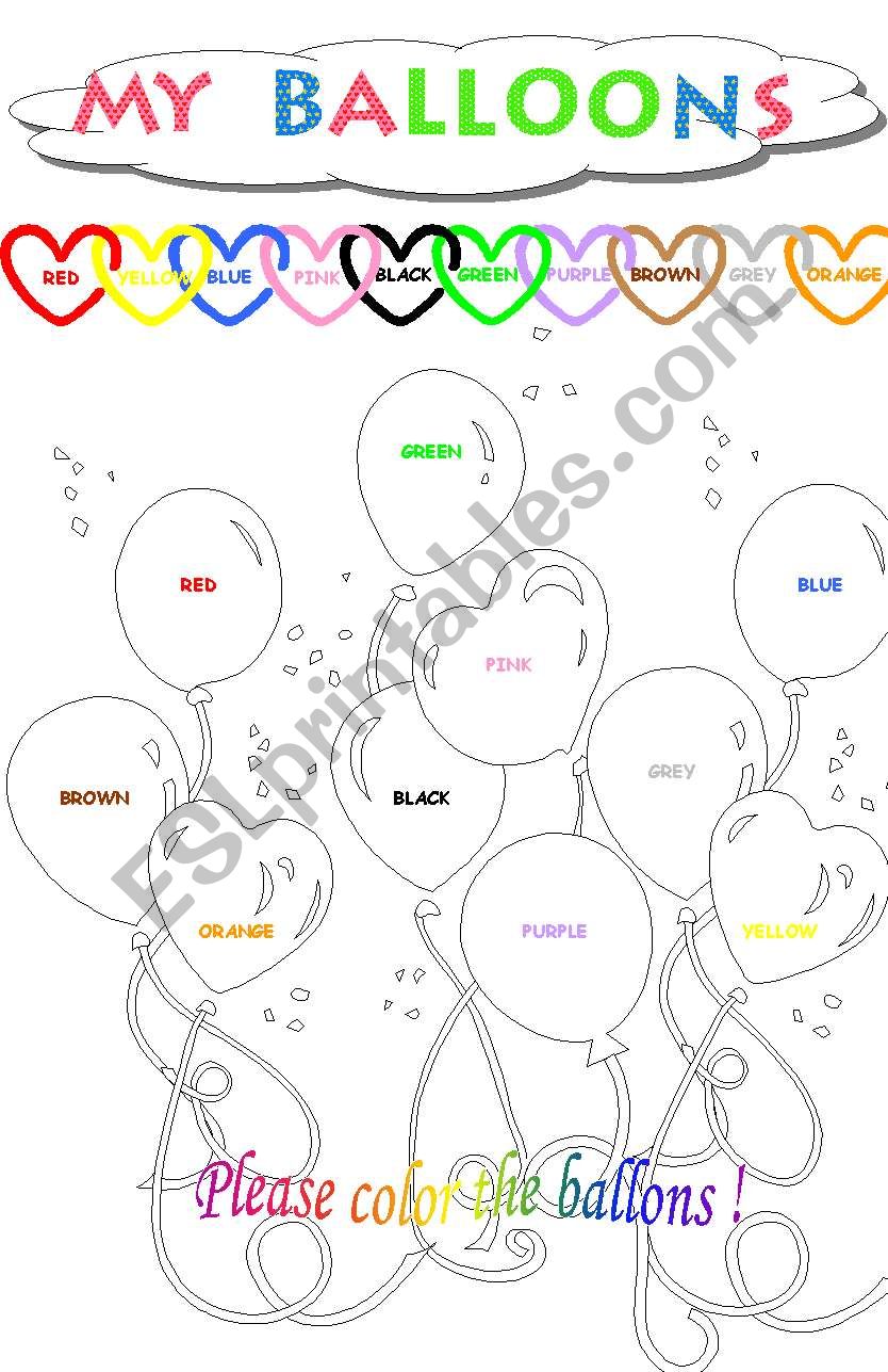 balloons worksheet