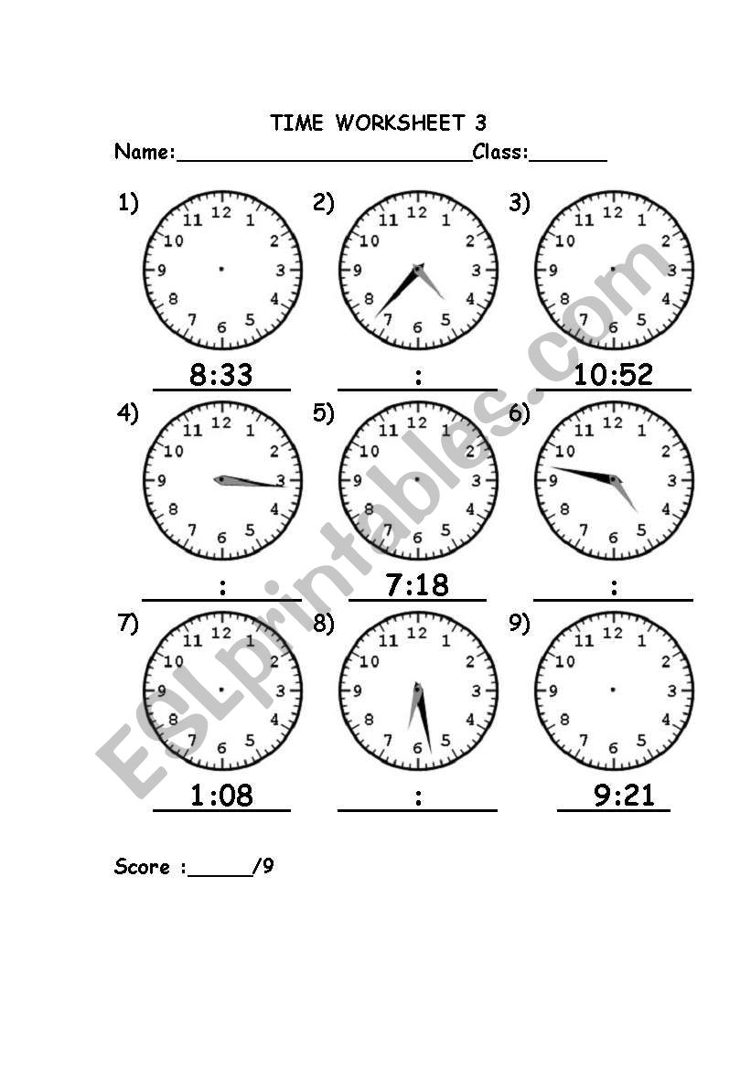 Time worksheet 3 worksheet