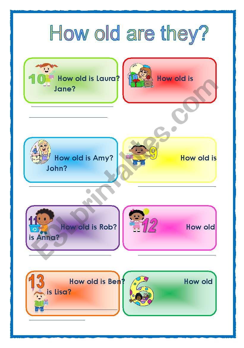 How old are they? worksheet