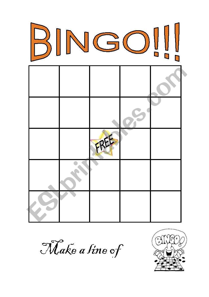 Blank Bingo sheet worksheet