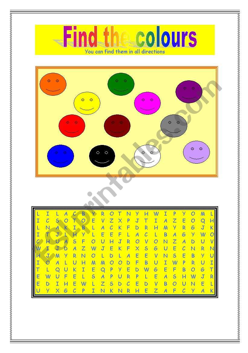 Find the colours worksheet