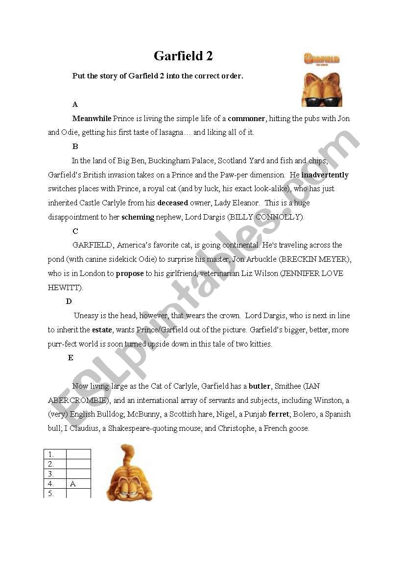 Garfield2 worksheet