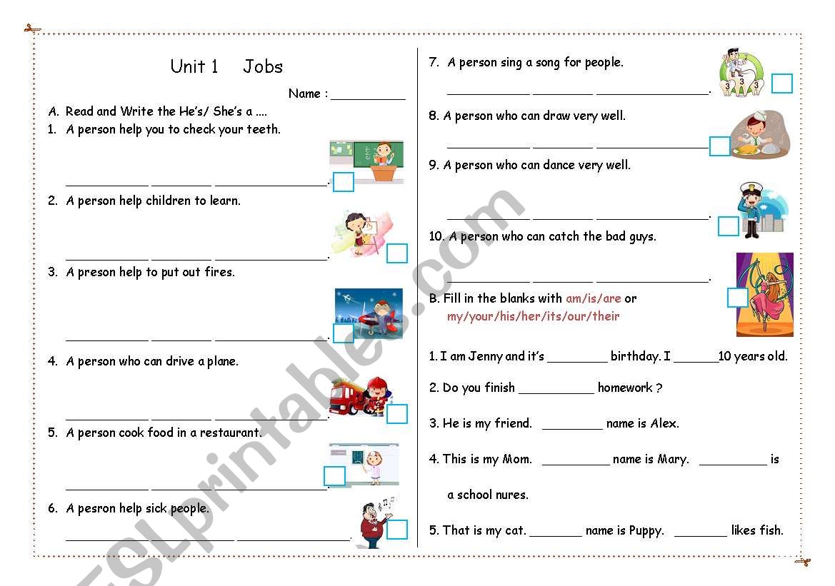 Jobs worksheet