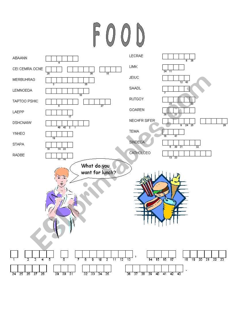 Food puzzle worksheet