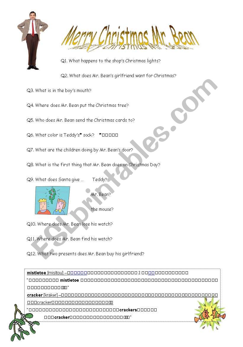 Merry Xmas Mr.Bean worksheet