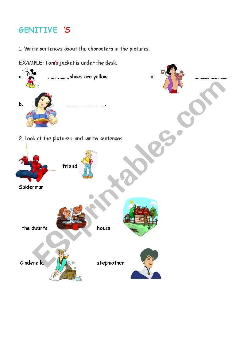 genitive s worksheet