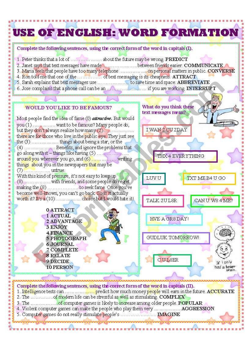 Word formation worksheet