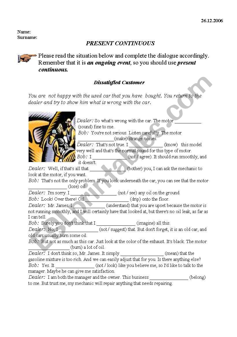 present progressive worksheet