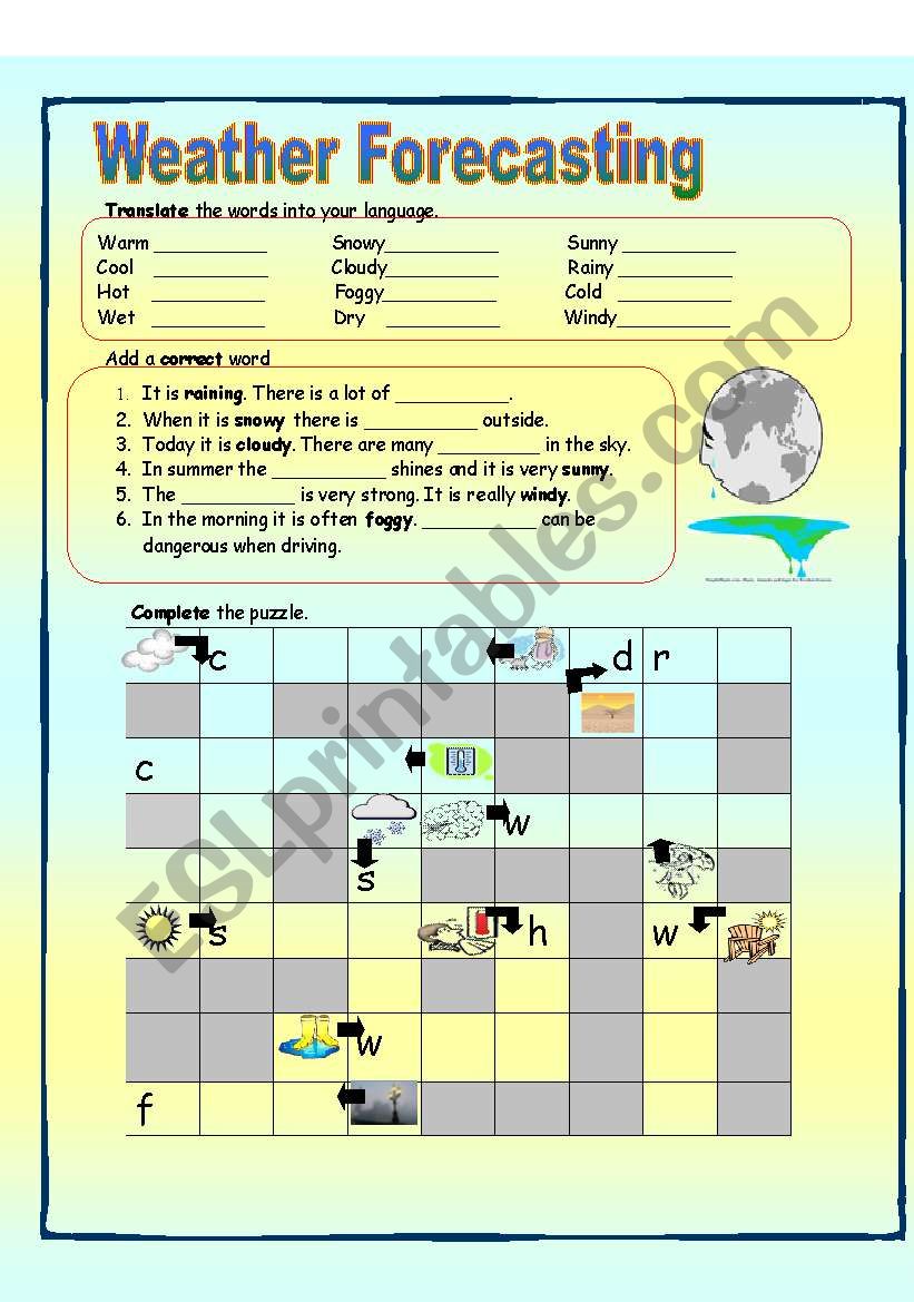 Weather Forecasting worksheet