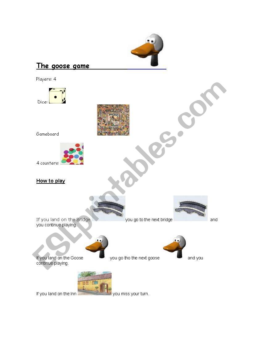 the goose game worksheet