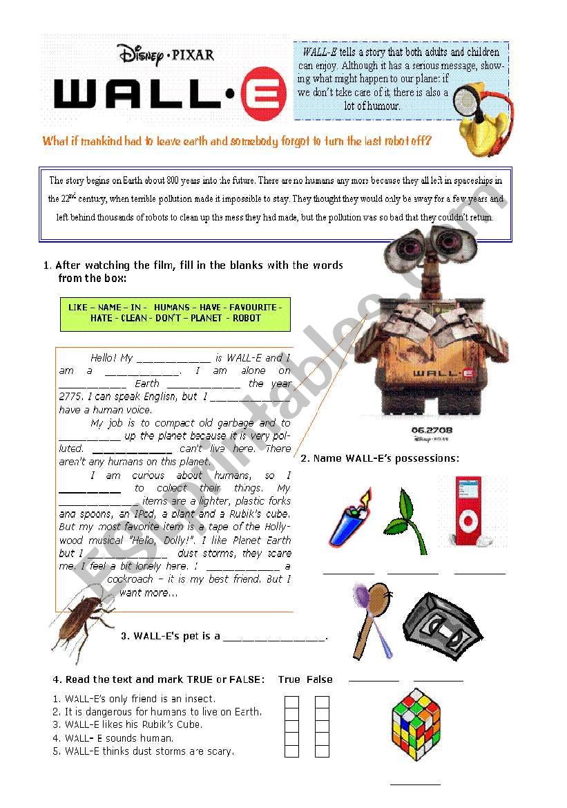 WALL-E - The movie - ESL worksheet by Doroteia (F)