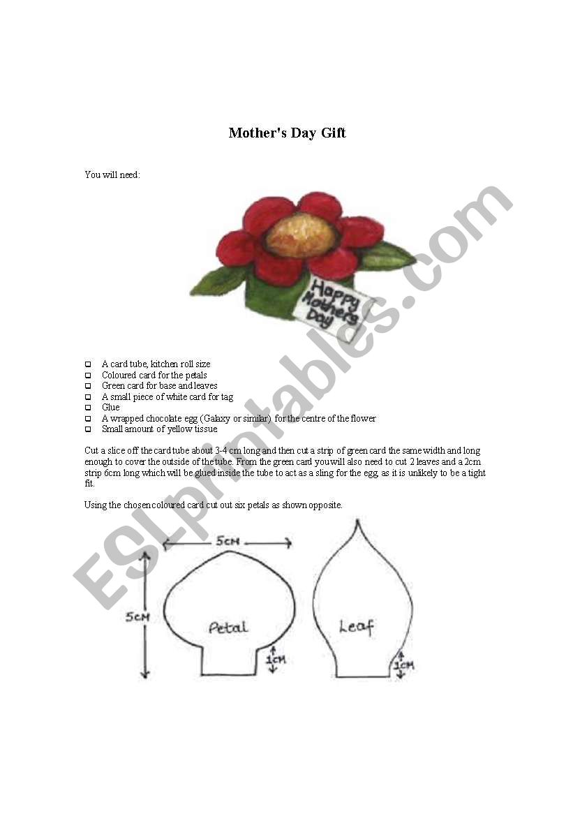 motgers day gift worksheet