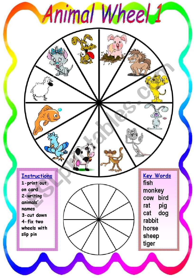 Animal Wheel 1 worksheet