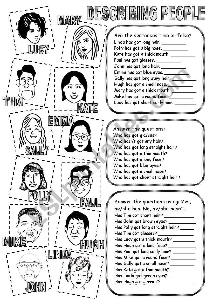 DESCRIBING PEOPLE (2)  worksheet