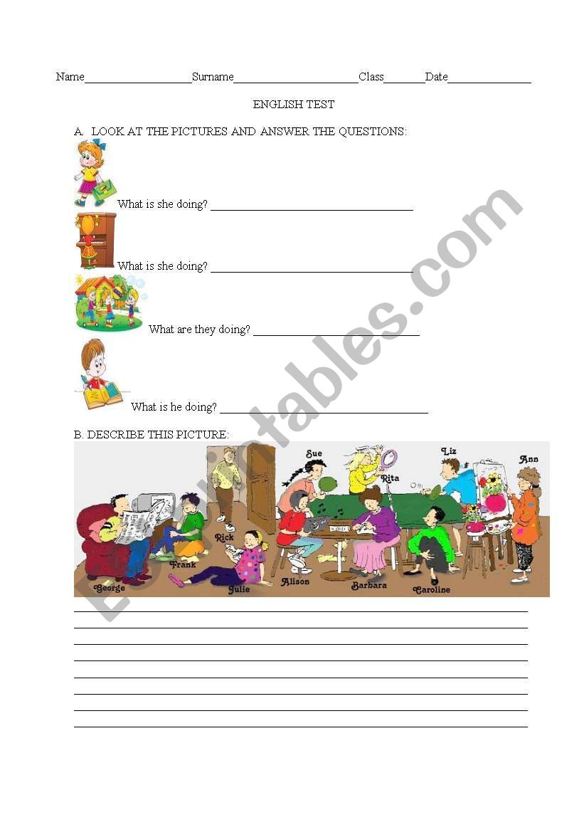 PRESENT PROGRESSIVE worksheet