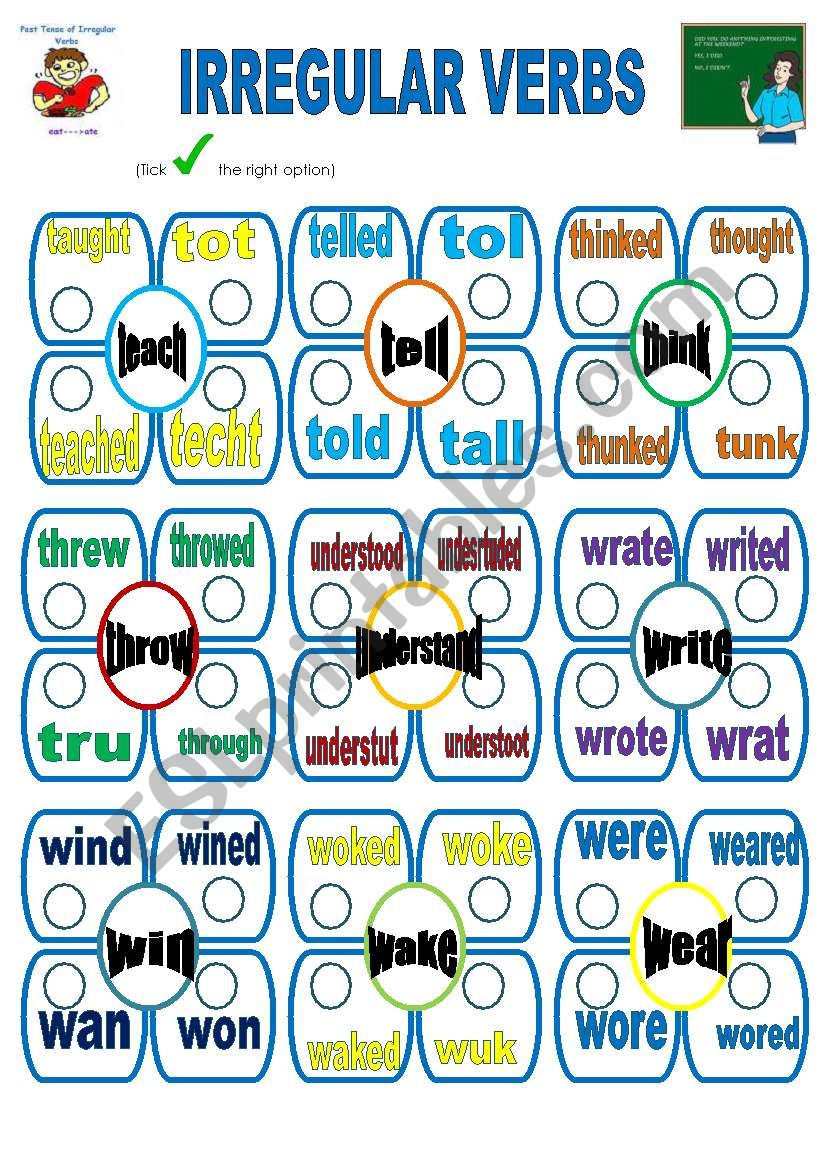 irregular verbs-g worksheet