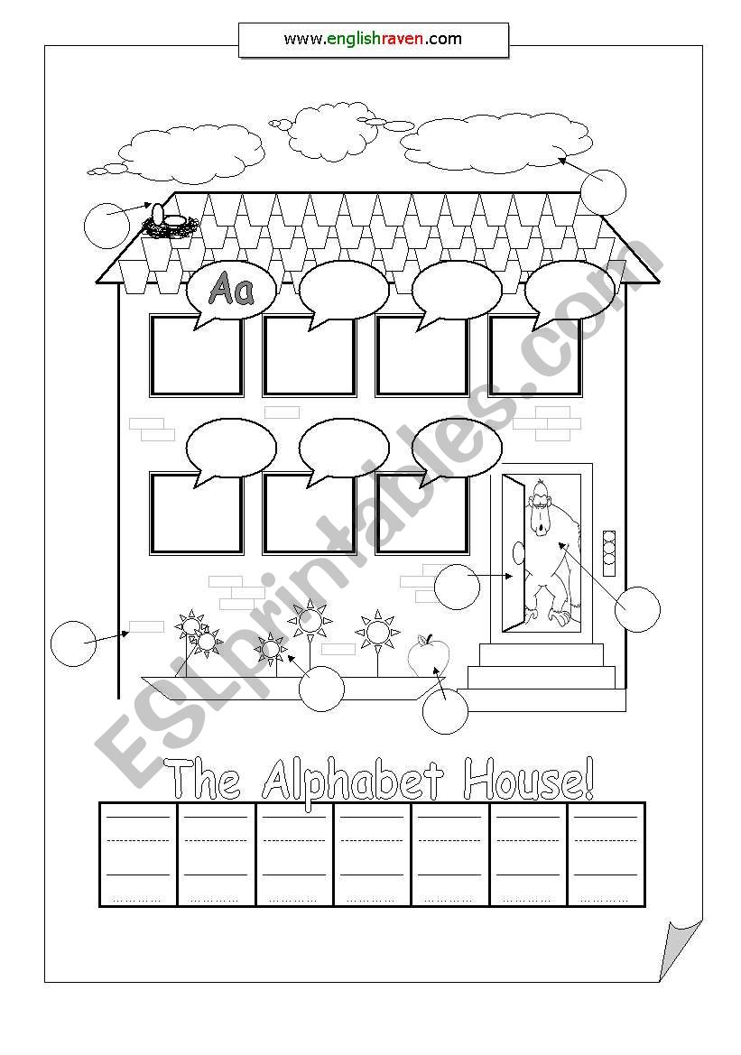 alphabet house worksheet