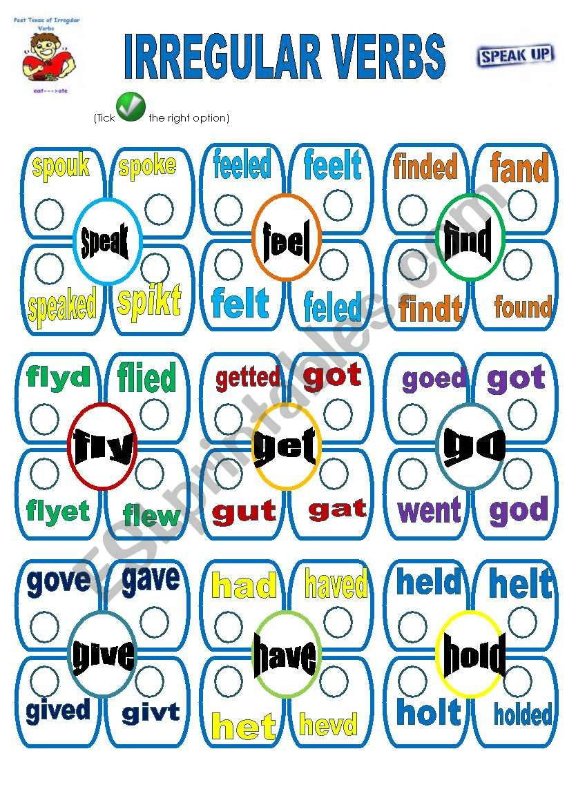 irregular verbs-e worksheet