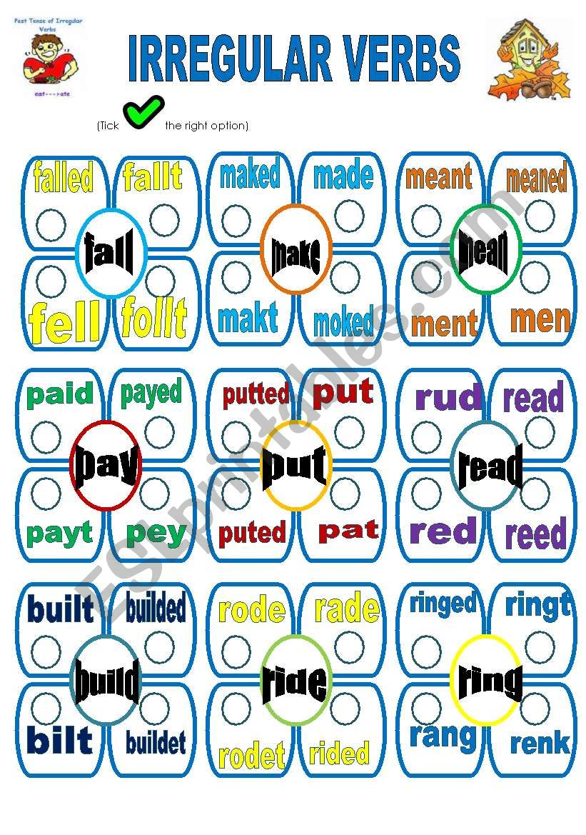 irregular verbs-d worksheet