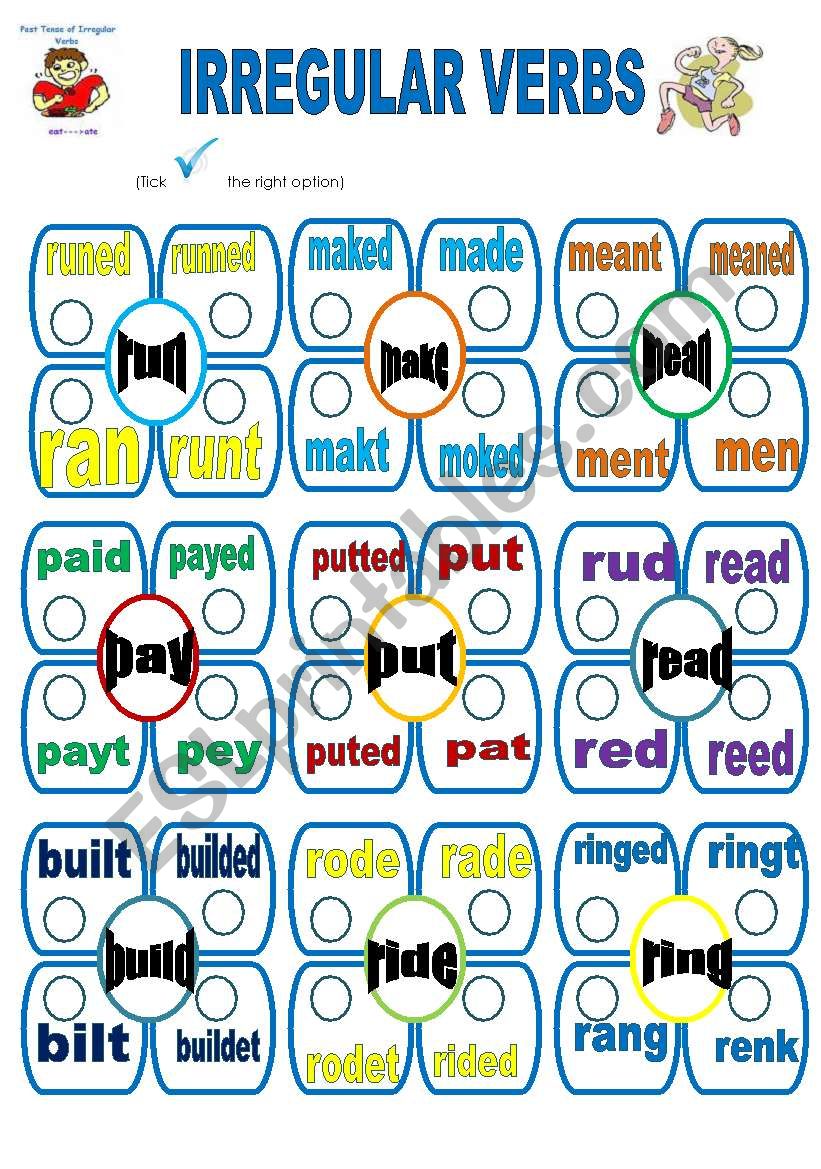 irregular verbs-c worksheet