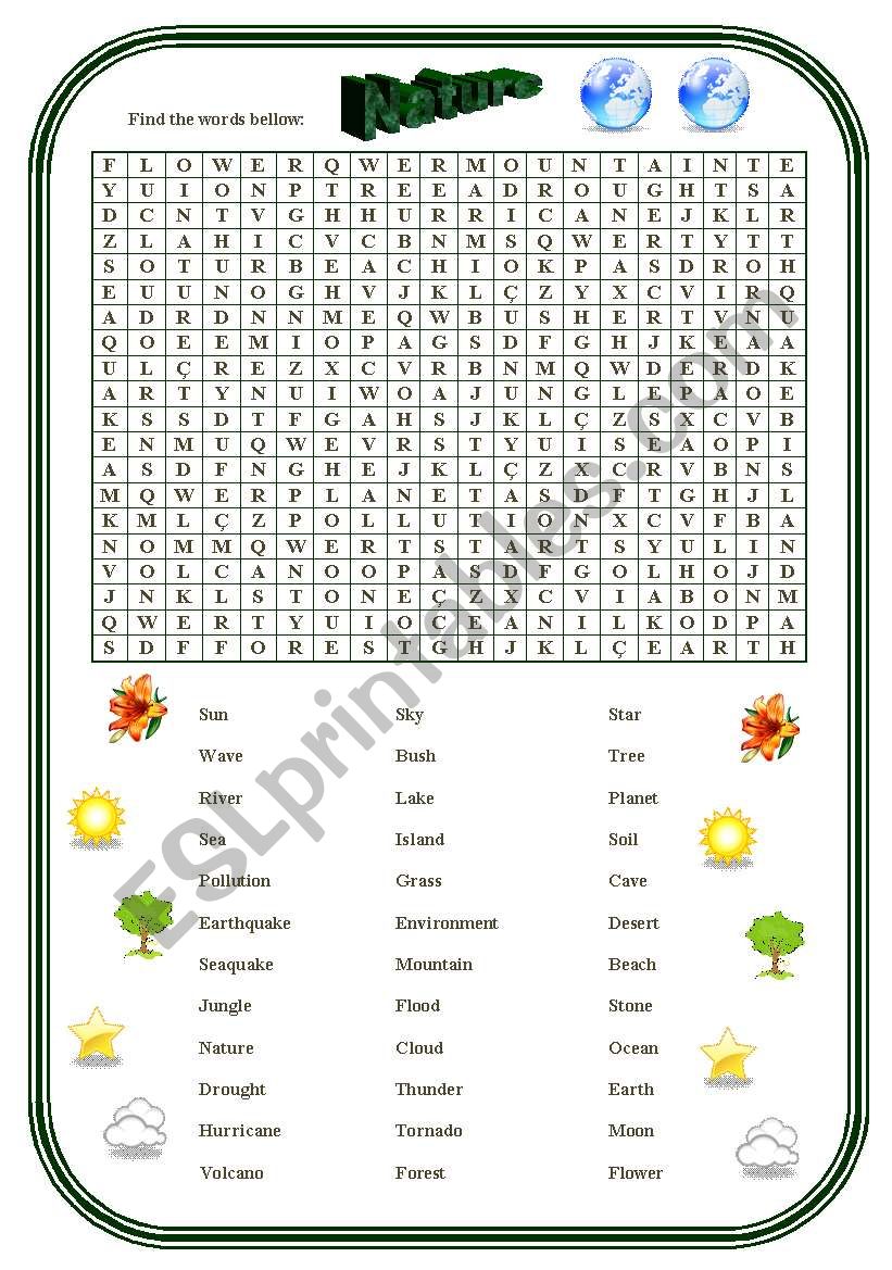 Nature Word Search worksheet