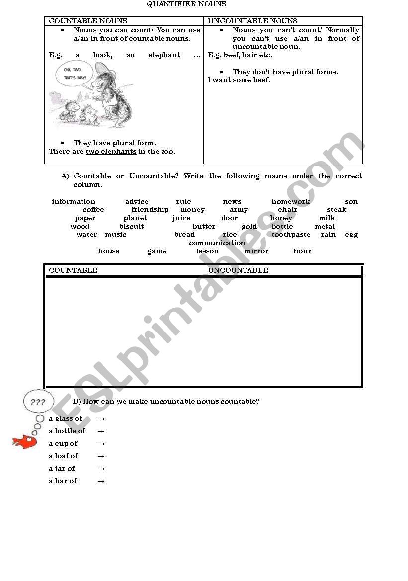 NOUNS worksheet