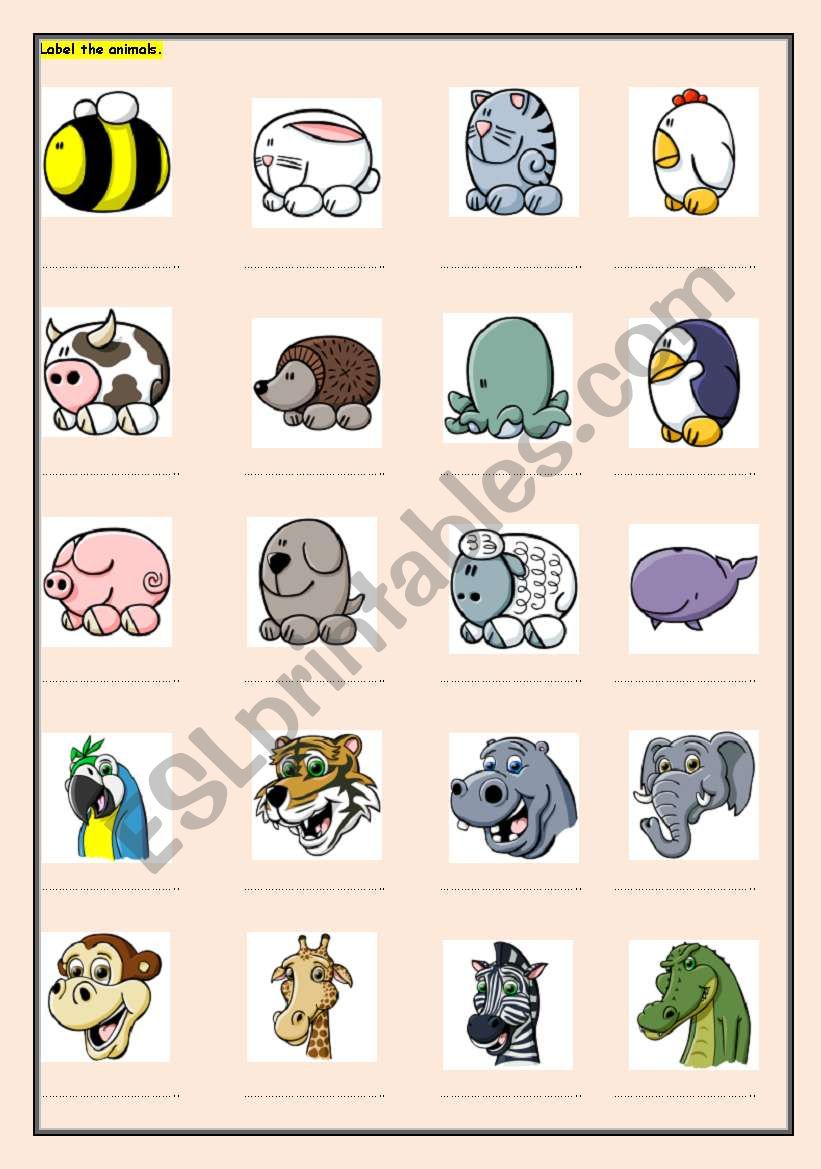 label the animals worksheet