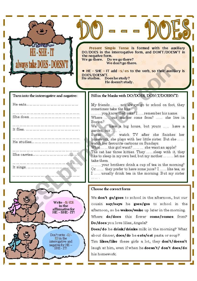 DO - - - DOES worksheet