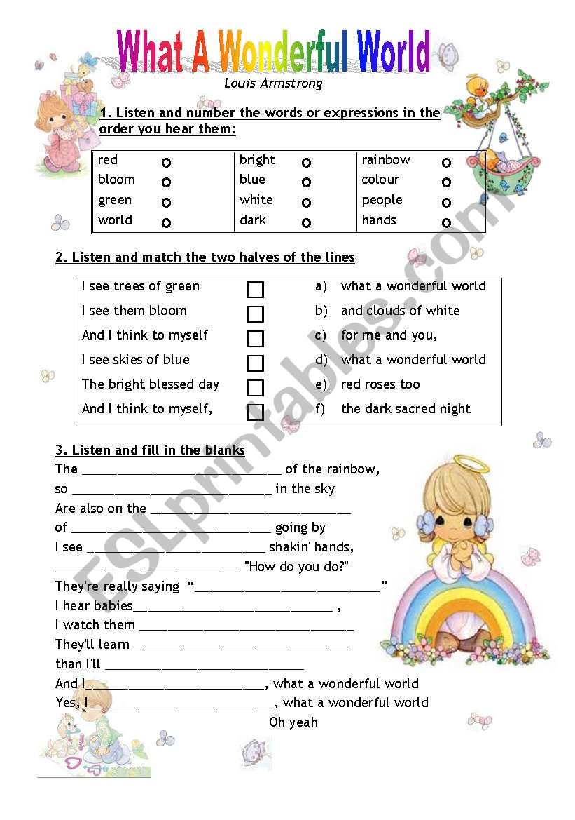 What a Wonderful World worksheet