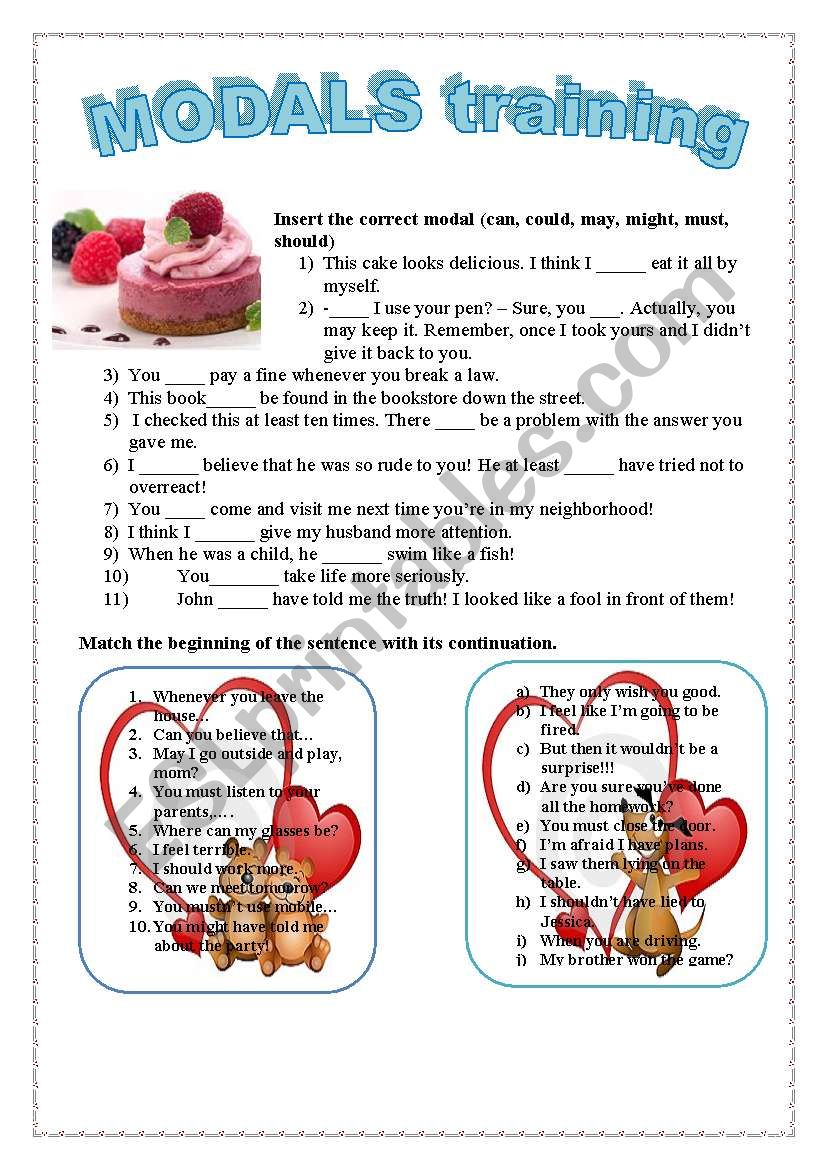 MODALS 2 (training) worksheet