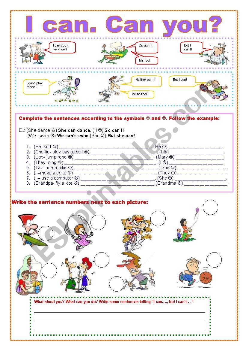 I can. Can you?  worksheet
