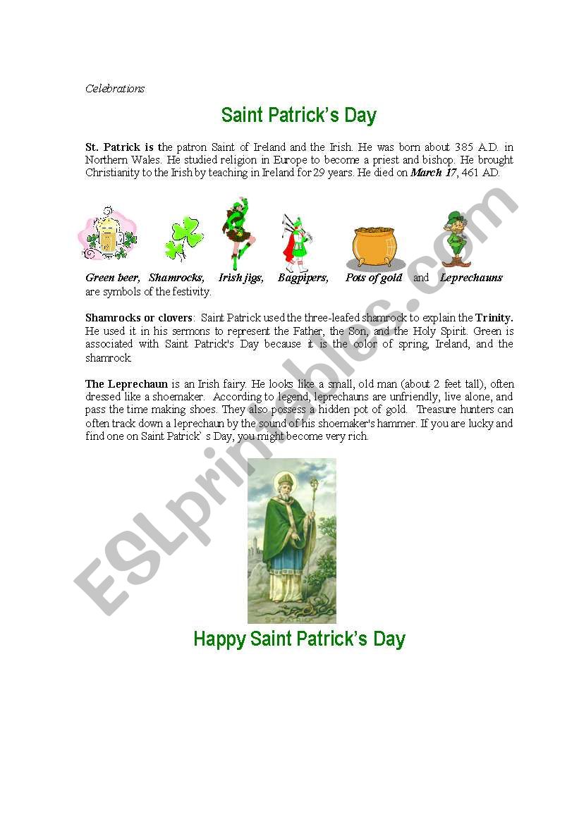 Saint Patricks Day - Reading Comprehension 1