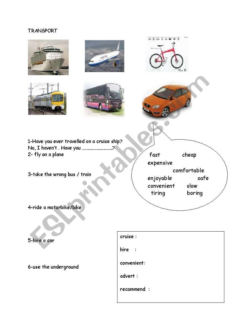transport worksheet