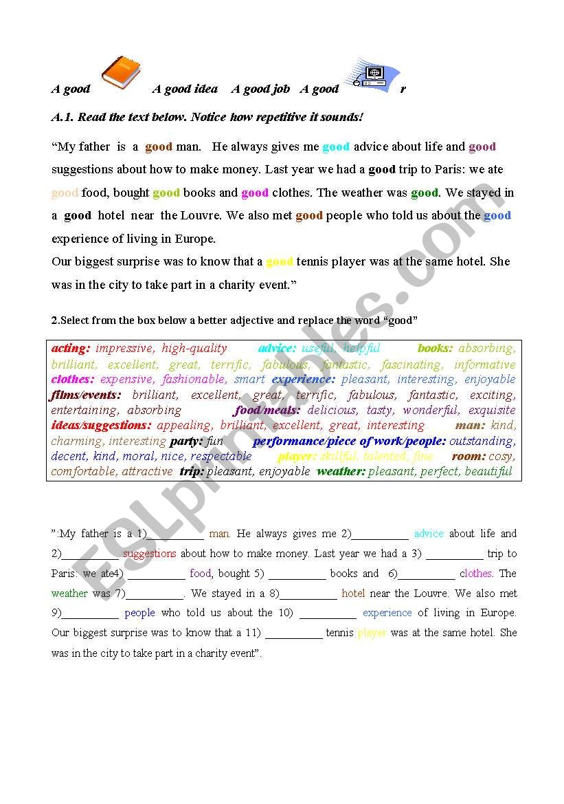 Other ways of saying good  worksheet