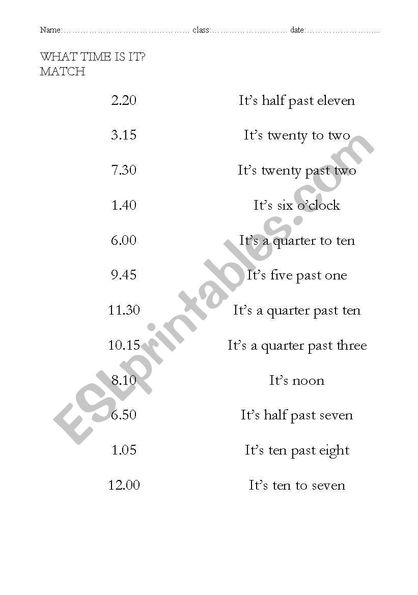 WHATS THE TIME? worksheet