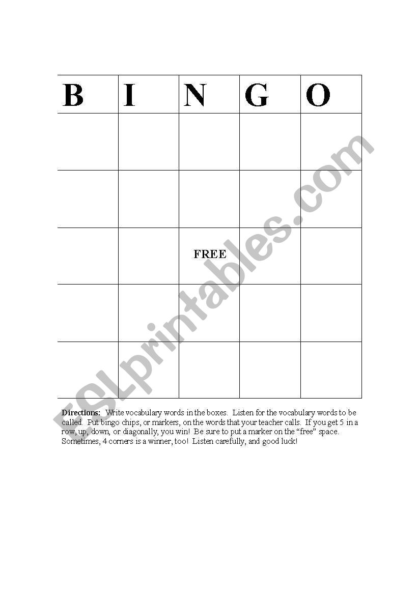 Review with BINGO worksheet