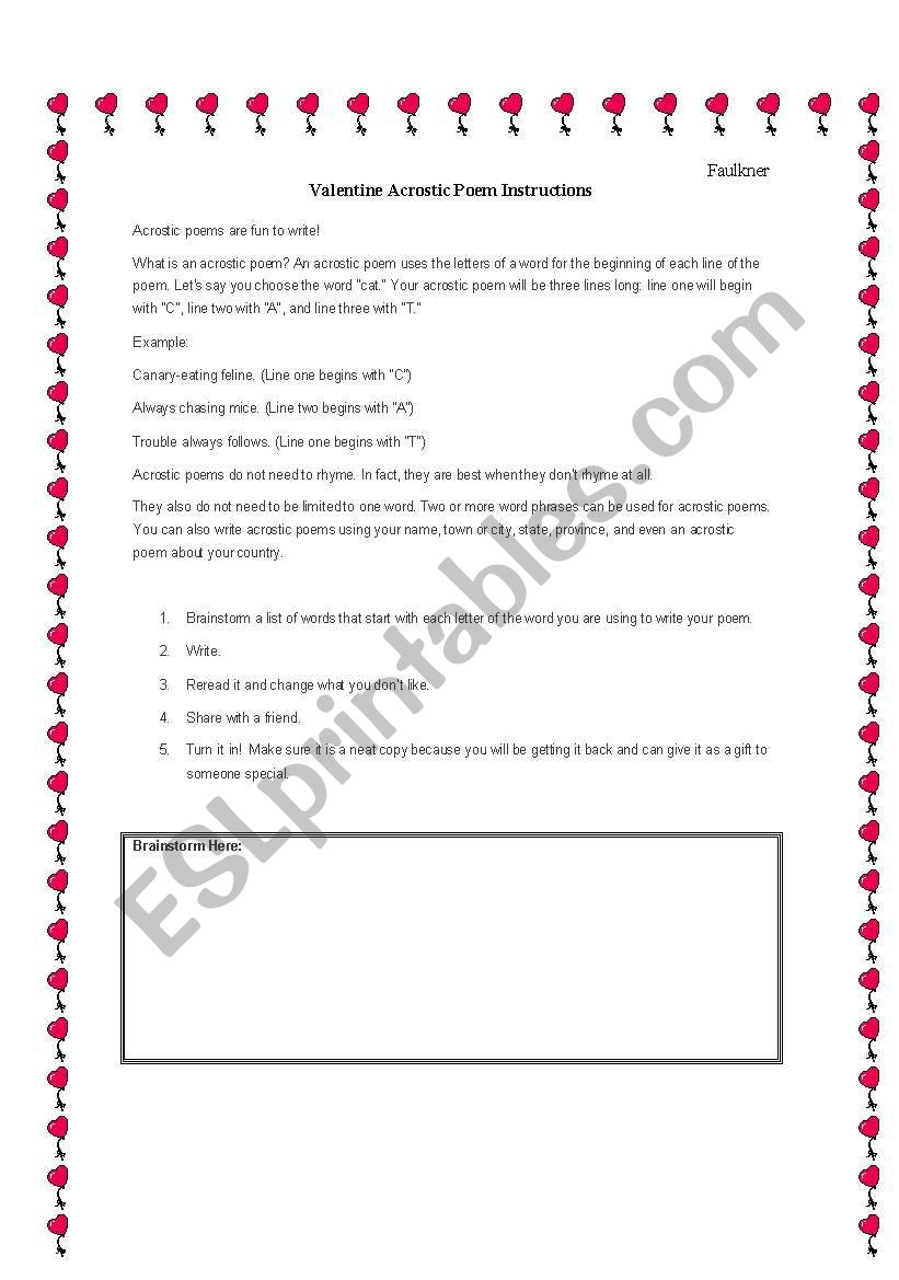 Valentines Day Acrostic Poetry (Adaptable to any Holiday!)