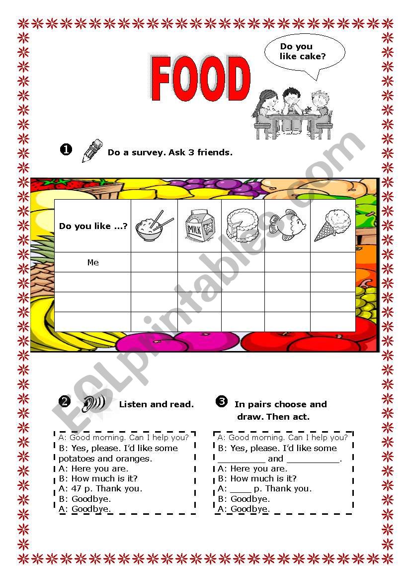 Food worksheet worksheet