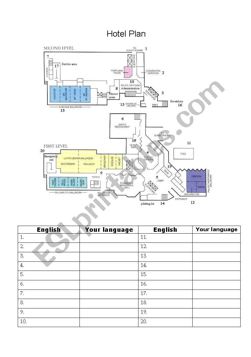 Hotel Plan worksheet